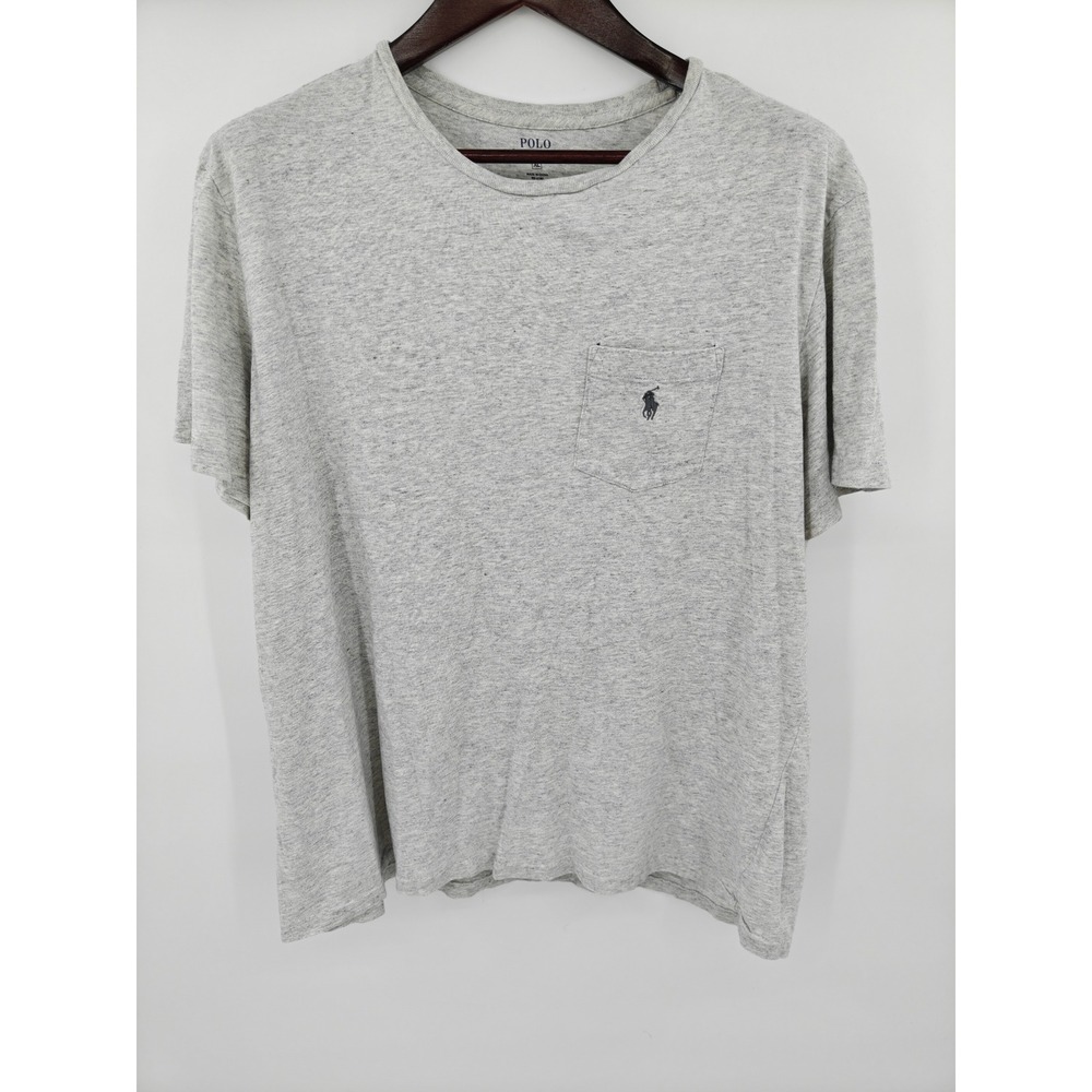 Polo Ralph Lauren Mens XL Gray Pocket T-Shirt Cotton Crew Neck Pony Logo Tee